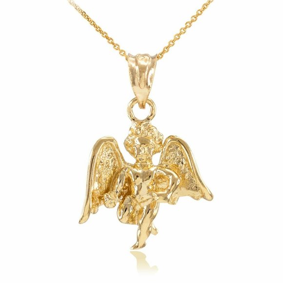 10k Solid Gold Guardian Angel Pendant Charm,All Products : American Fashion Style Bags On Sale